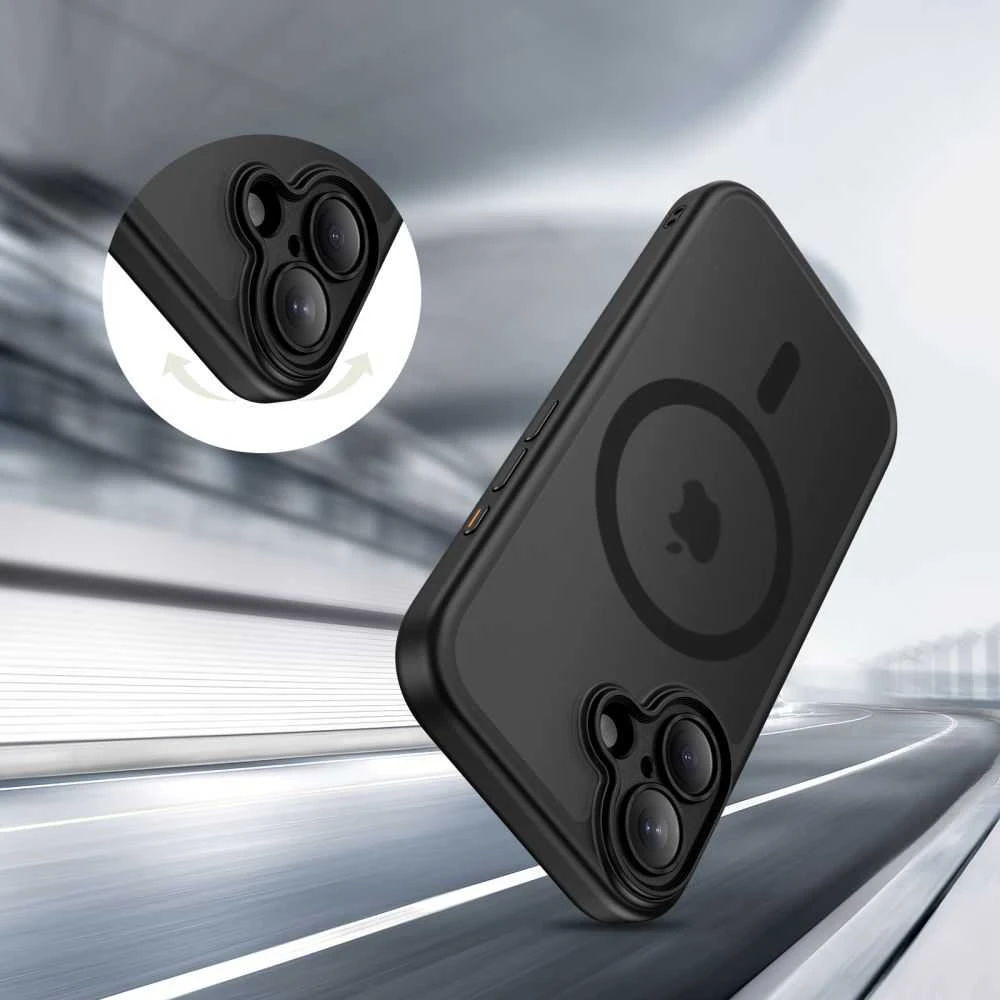 „Tech-Protect Magpeak Magsafe CC“ dėklas, skirtas „iPhone 17“ – matinis juodas