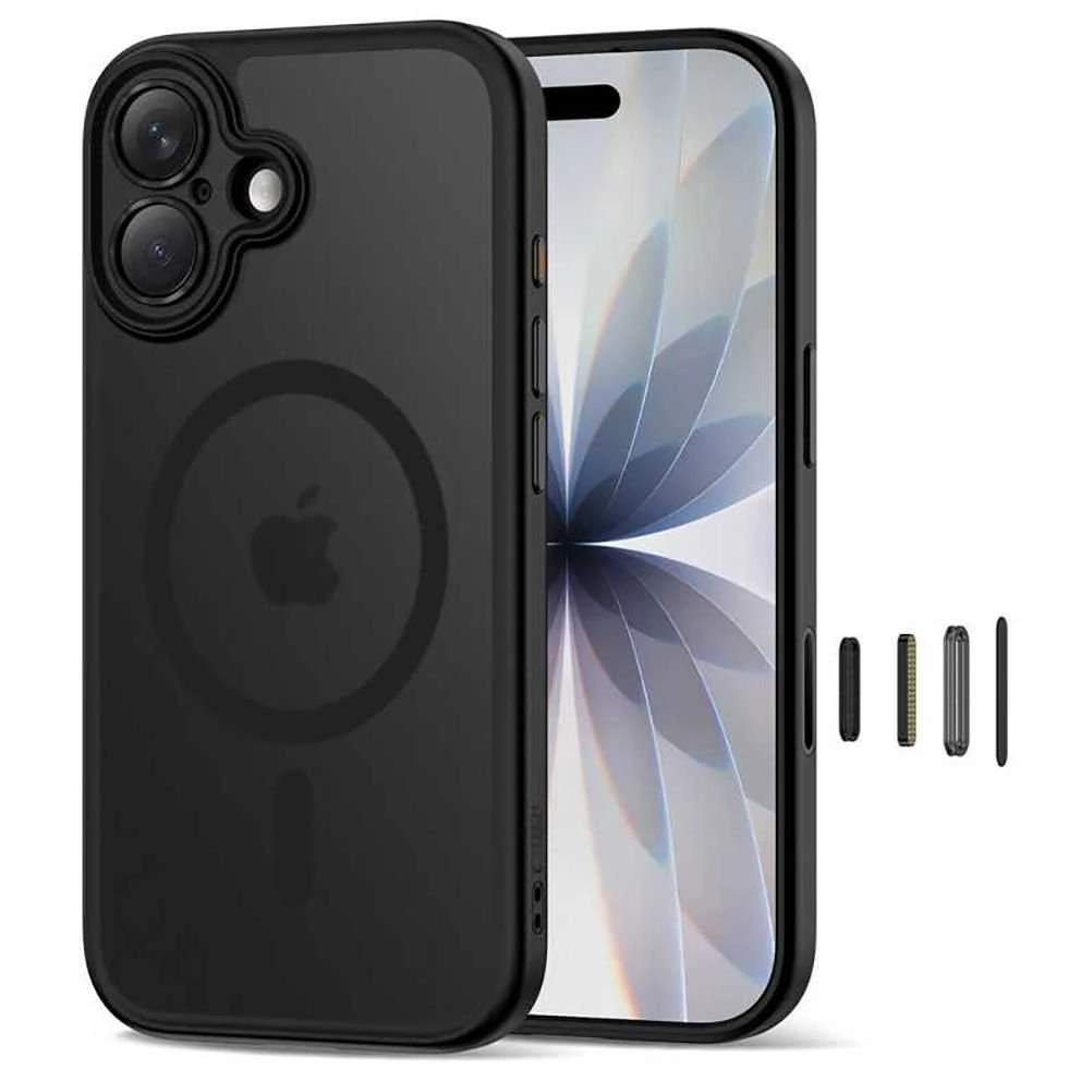 „Tech-Protect Magpeak Magsafe CC“ dėklas, skirtas „iPhone 17“ – matinis juodas