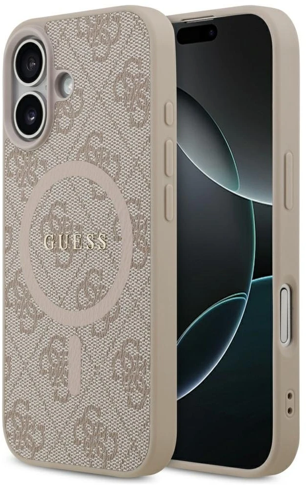 Guess PU Leather 4G Colored Ring MagSafe dėklas skirtas Apple iPhone 17 Rožinė