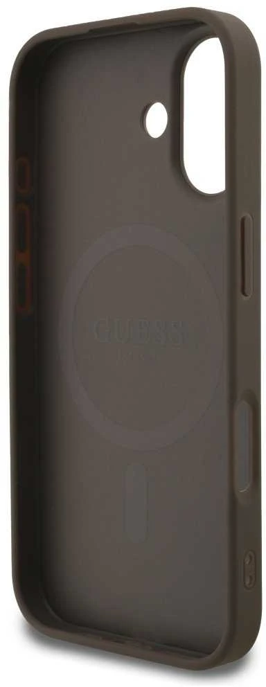 GUESS dėklas, skirtas IPHONE 17, suderinamas su „MagSafe GUHMP17SG4GFRW“ (PU 4G Ring Classic Logo), rudas