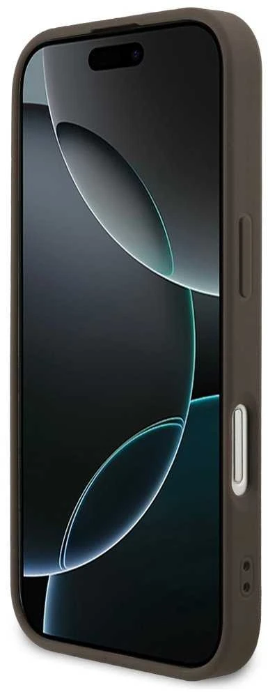 GUESS dėklas, skirtas IPHONE 17, suderinamas su „MagSafe GUHMP17SG4GFRW“ (PU 4G Ring Classic Logo), rudas