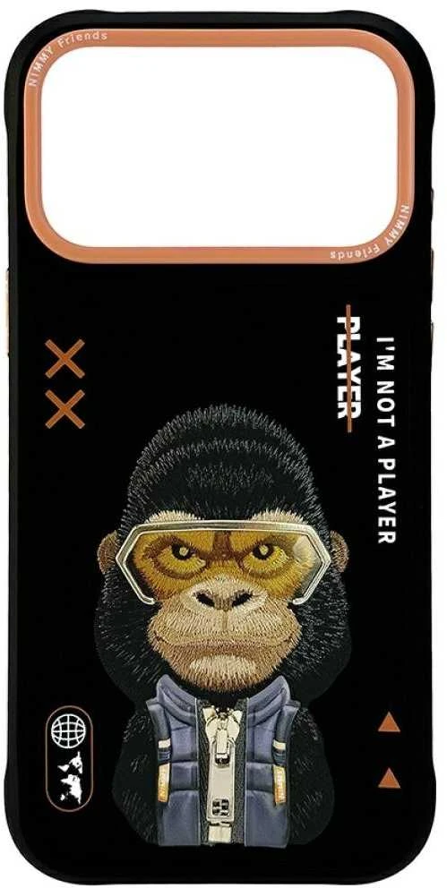 „Nimmy Cool&Cute 2.0 Gorilla“ dėklas, skirtas „iPhone 17 Pro“ - Juodas