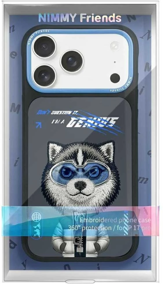 „Nimmy Cool&Cute 2.0“ vilko formos dėklas, skirtas „iPhone 17 Pro“ - Juodas