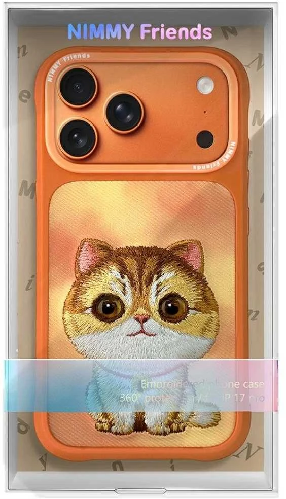 „Nimmy Big Eyed Pet 2.0“ katino formos dėklas, skirtas „iPhone 17 Pro“ - oranžinis