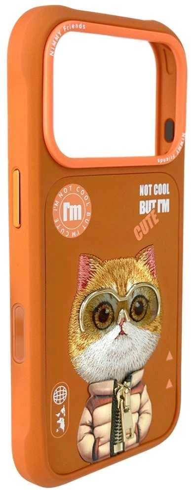 „Nimmy Cool&Cute 2.0“ katės dėklas, skirtas „iPhone 17 Pro“ – oranžinis