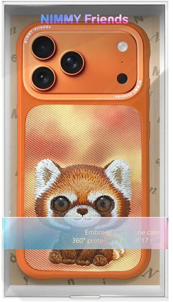 „Nimmy Big Eyed Pet 2.0 Raccoon“ dėklas, skirtas „iPhone 17 Pro“ - oranžinis