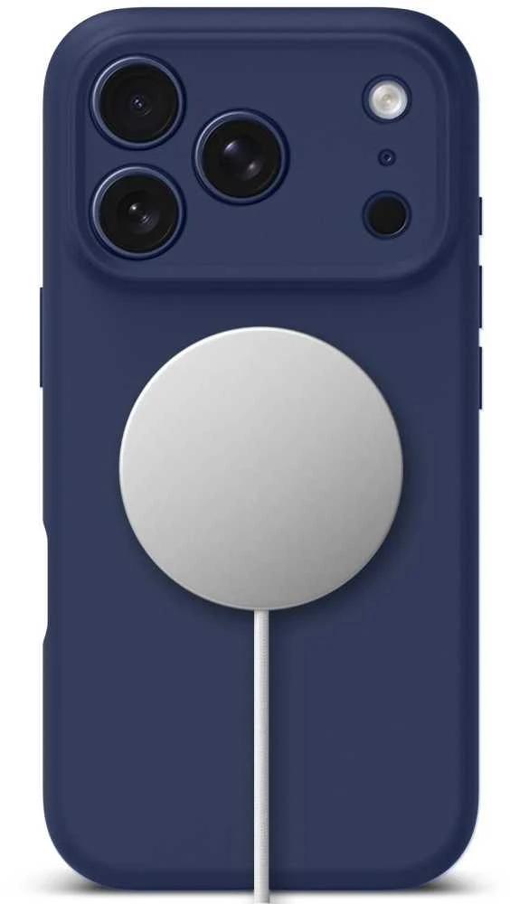 „Tech-Protect“ silikoninis „MagSafe“ dėklas, skirtas „iPhone 17 Pro“ – tamsiai mėlynas Mėlyna