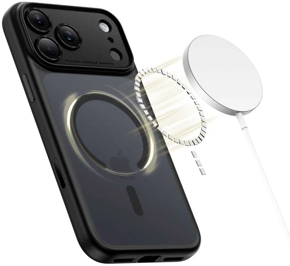 „Tech-Protect Magpeak Magsafe CC“ dėklas, skirtas „iPhone 17 Pro“ – matinis juodas