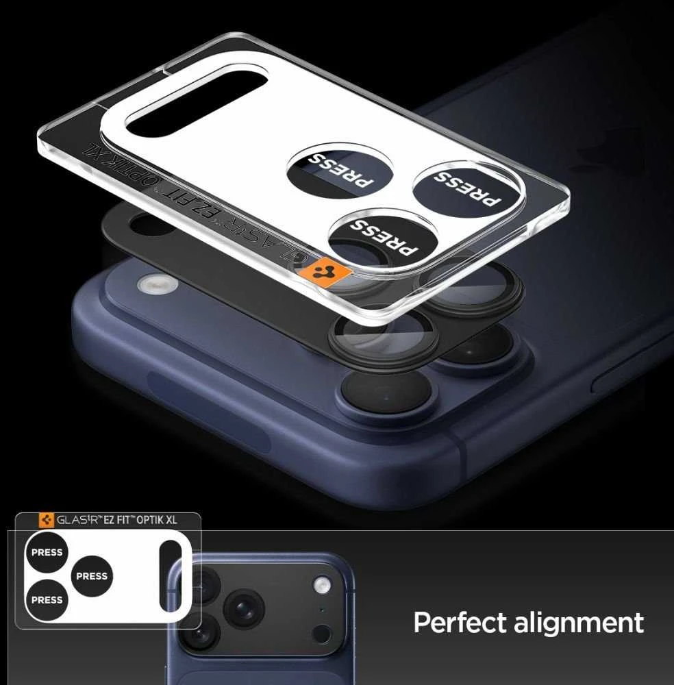 Spigen Glass tR EZ Fit Optik Pro XL 1 Pack, juodas - iPhone 17 Pro
