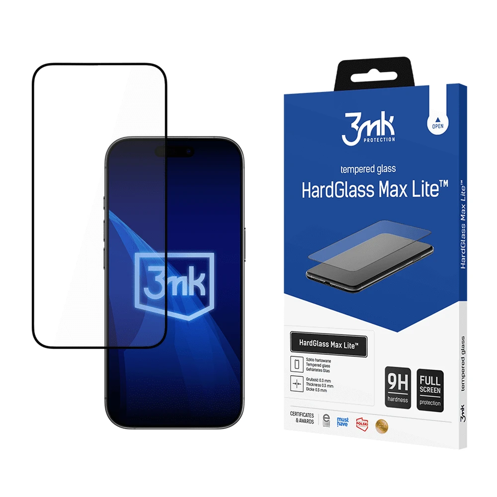 LCD apsauginis stikliukas 3mk Hard Glass Max Lite Apple iPhone 17 Pro Max juodas