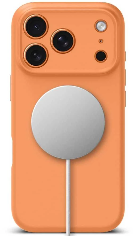 „Tech-Protect“ silikoninis „MagSafe“ dėklas, skirtas „iPhone 17 Pro“ – oranžinis