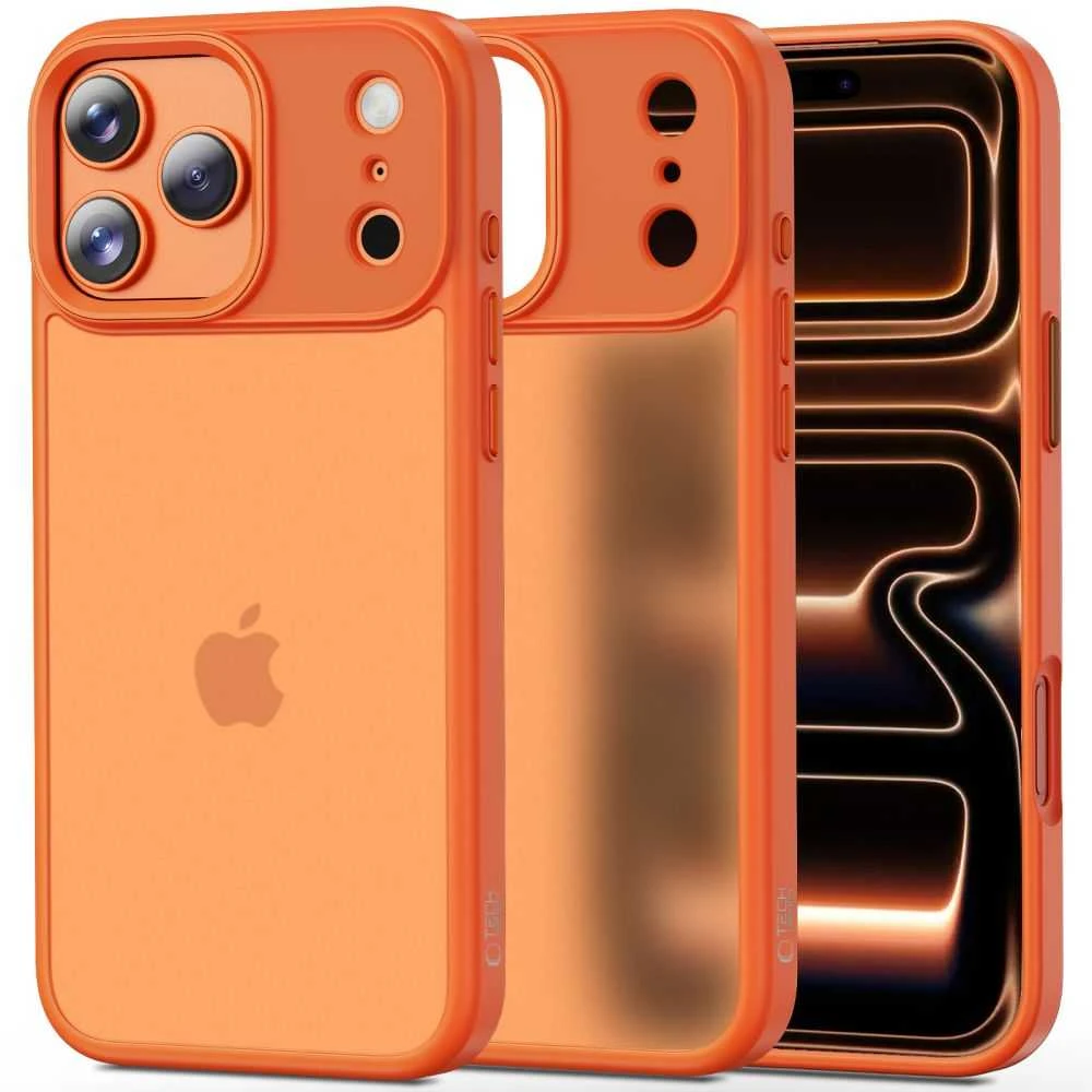 „Tech-Protect MagMat“ dėklas, skirtas „iPhone 17 Pro“ – oranžinis ir matinis