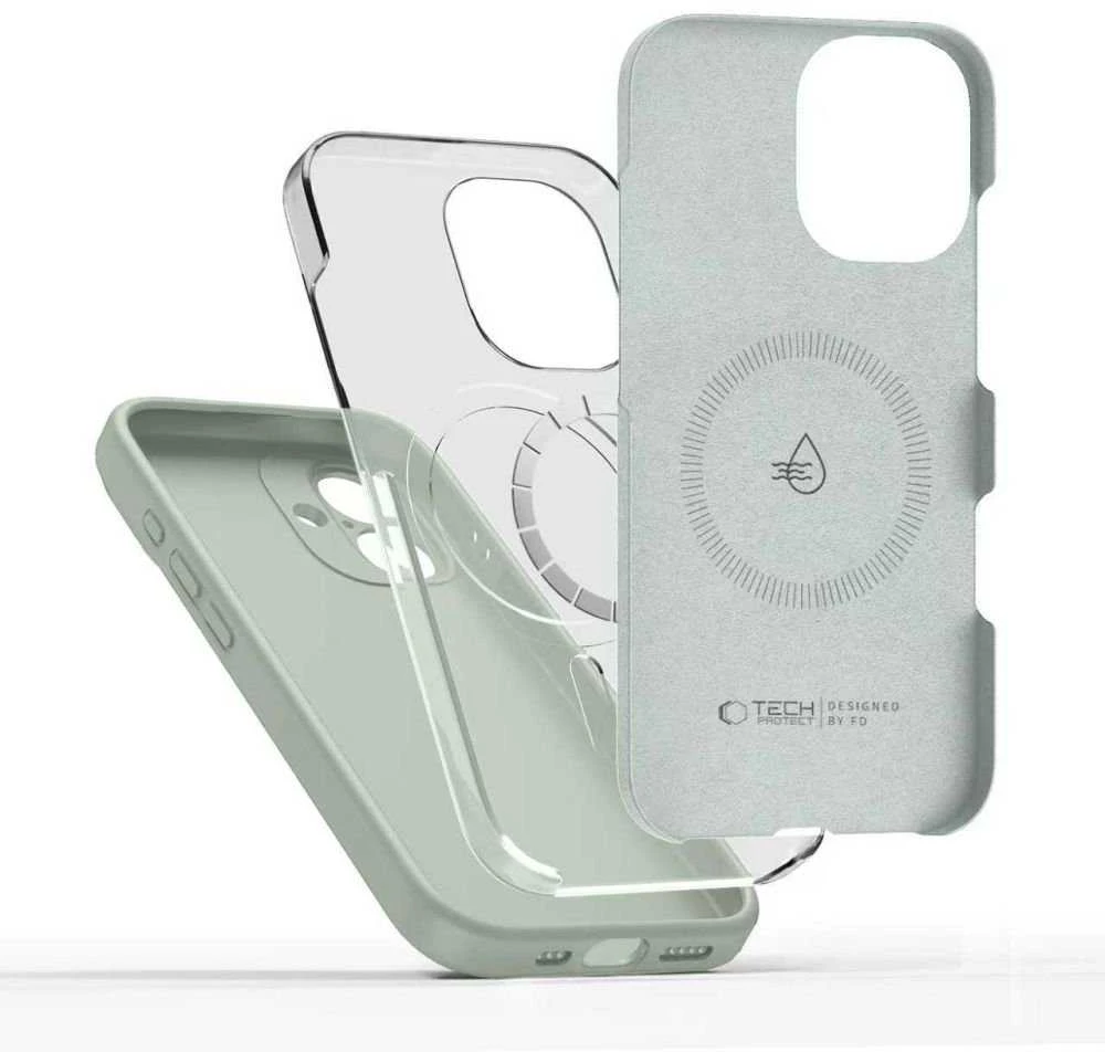 „Tech-Protect“ silikoninis „MagSafe“ dėklas, skirtas „iPhone 17“ – Žalias