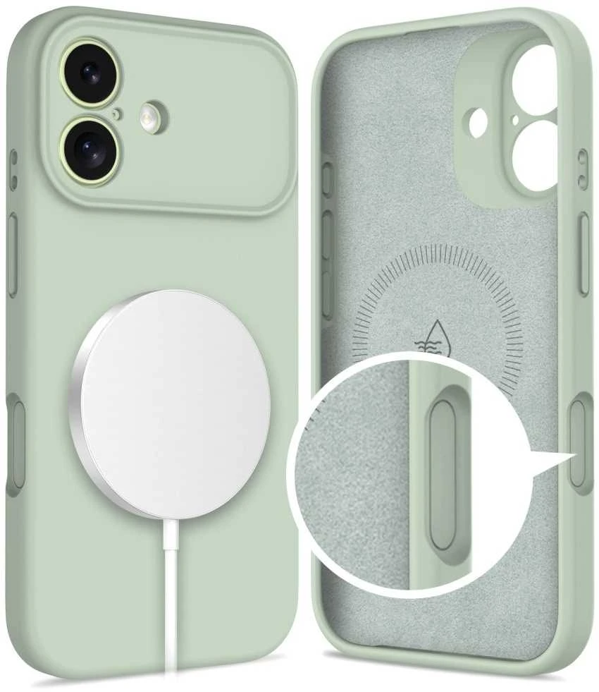 „Tech-Protect“ silikoninis „MagSafe“ dėklas, skirtas „iPhone 17“ – Žalias