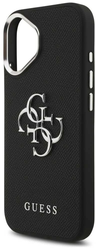 „Guess Grained Big 4G Classic“ logotipo dėklas, skirtas iPhone 17 - juodas