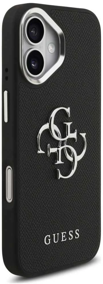 „Guess Grained Big 4G Classic“ logotipo dėklas, skirtas iPhone 17 - juodas