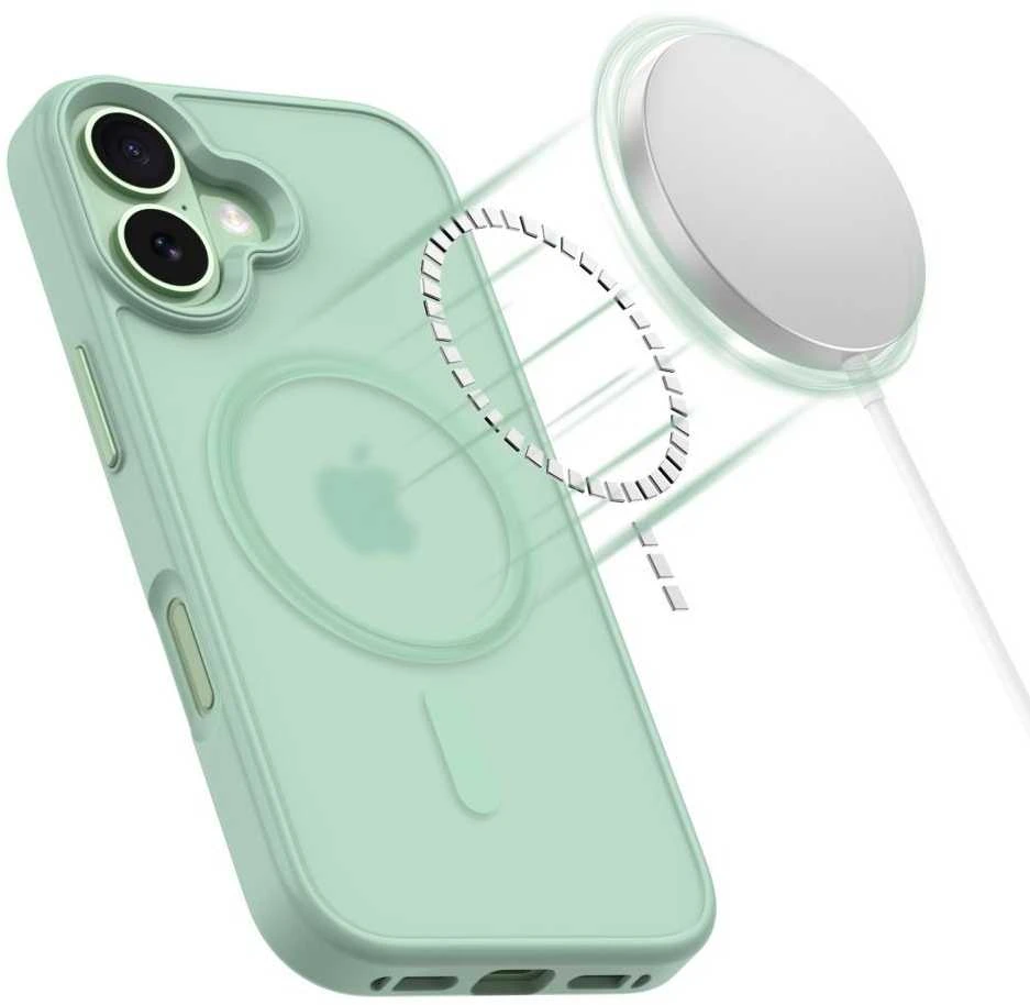 „Tech-Protect MagMat MagSafe“ dėklas, skirtas „iPhone 17“ – permatomas Žalias