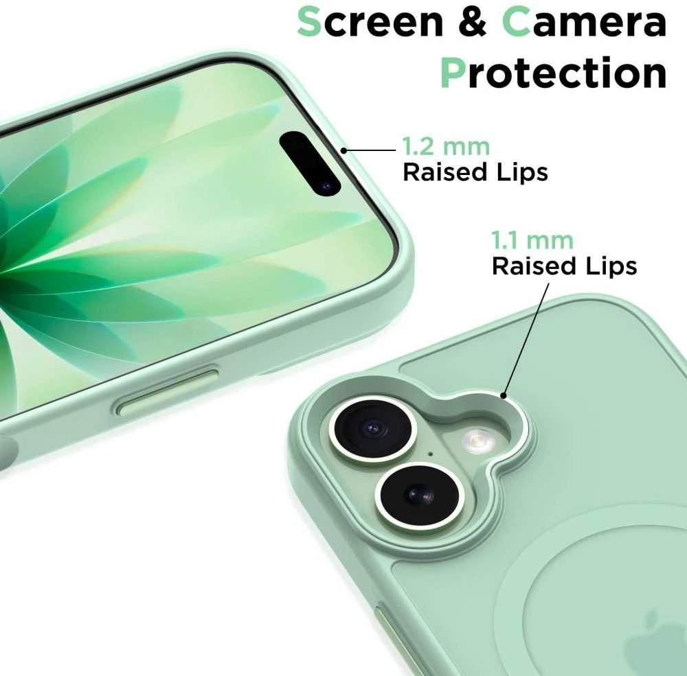 „Tech-Protect MagMat MagSafe“ dėklas, skirtas „iPhone 17“ – permatomas Žalias