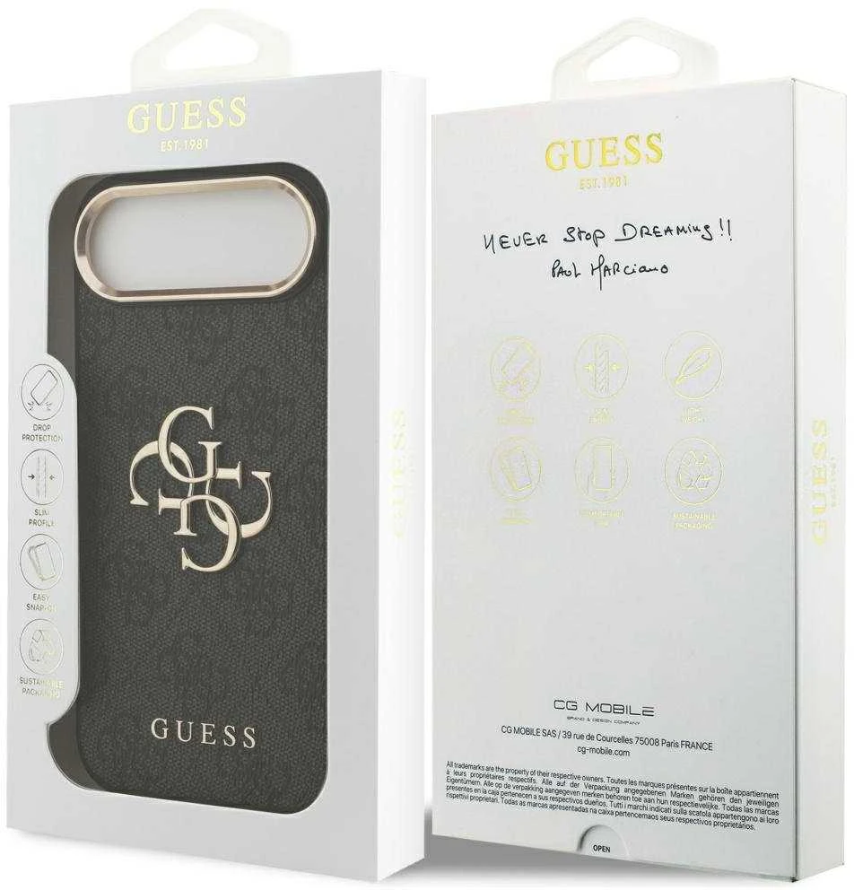 „Guess 4G Big 4G Classic“ logotipo dėklas, skirtas „iPhone Air“ – juodas ir auksinis