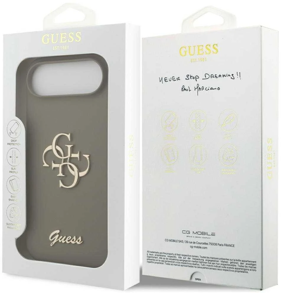 „Guess“ silikoninis „Big 4G Script“ dėklas, skirtas „iPhone Air“ – rudas