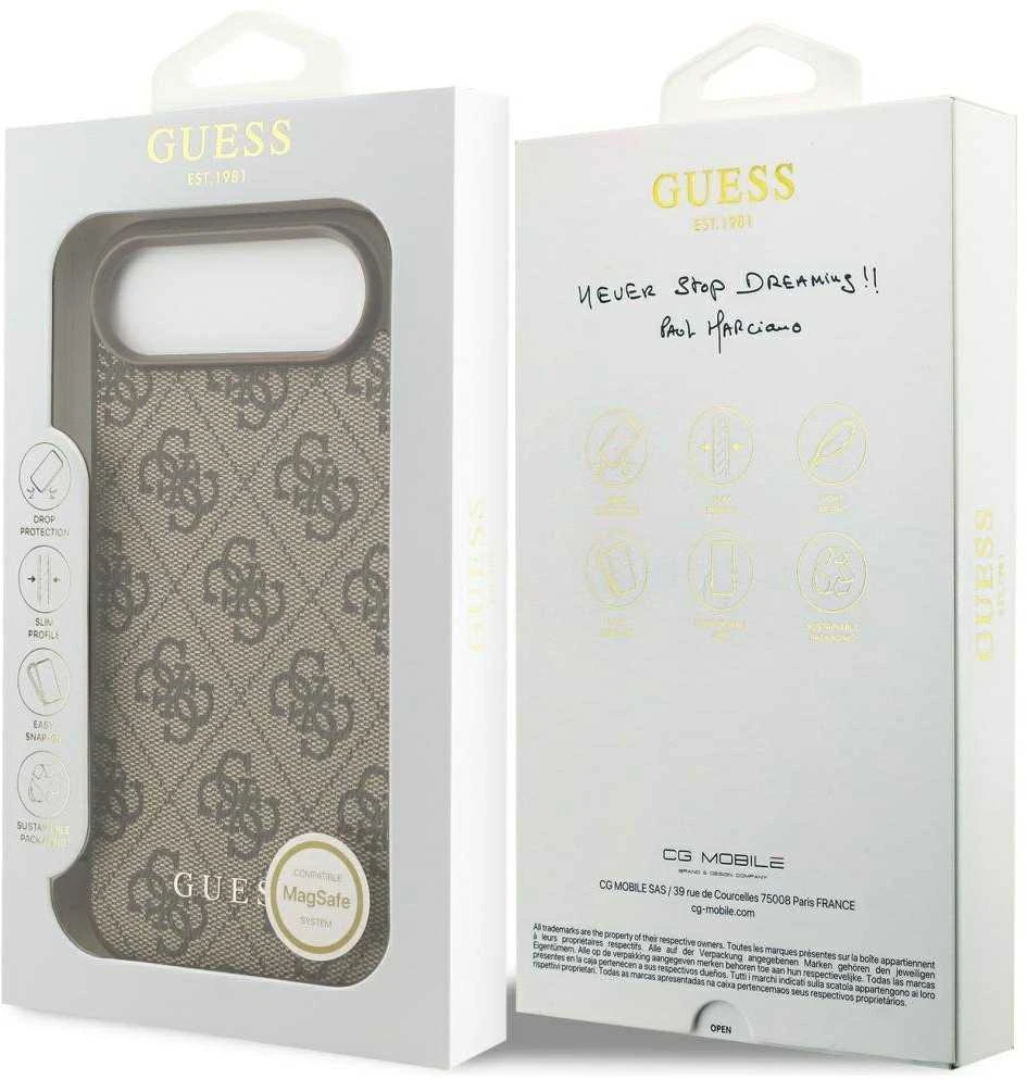 Guess 4G Charm dėklas skirtas Apple iPhone 17 Air Tone on Tone rudos spalvos