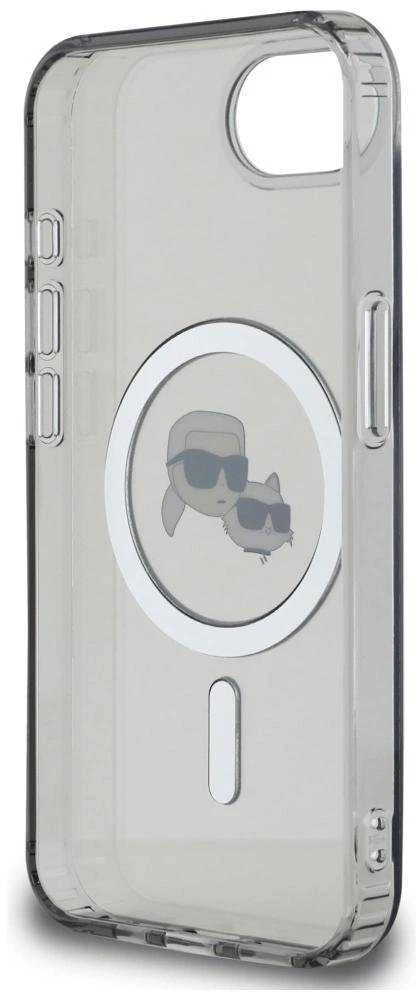 Karl Lagerfeld IML metalinis Karl & Choupette Heads MagSafe iPhone 16e dėklas - Juodas