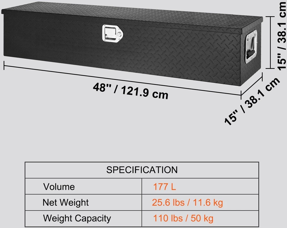 VEVOR 1219x381mm aliuminio įrankių dėžė sunkvežimiui