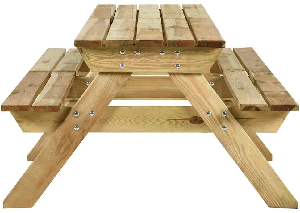 Iškylų stalas su suoliukais, 220x122x72cm, impregnuota pušis
