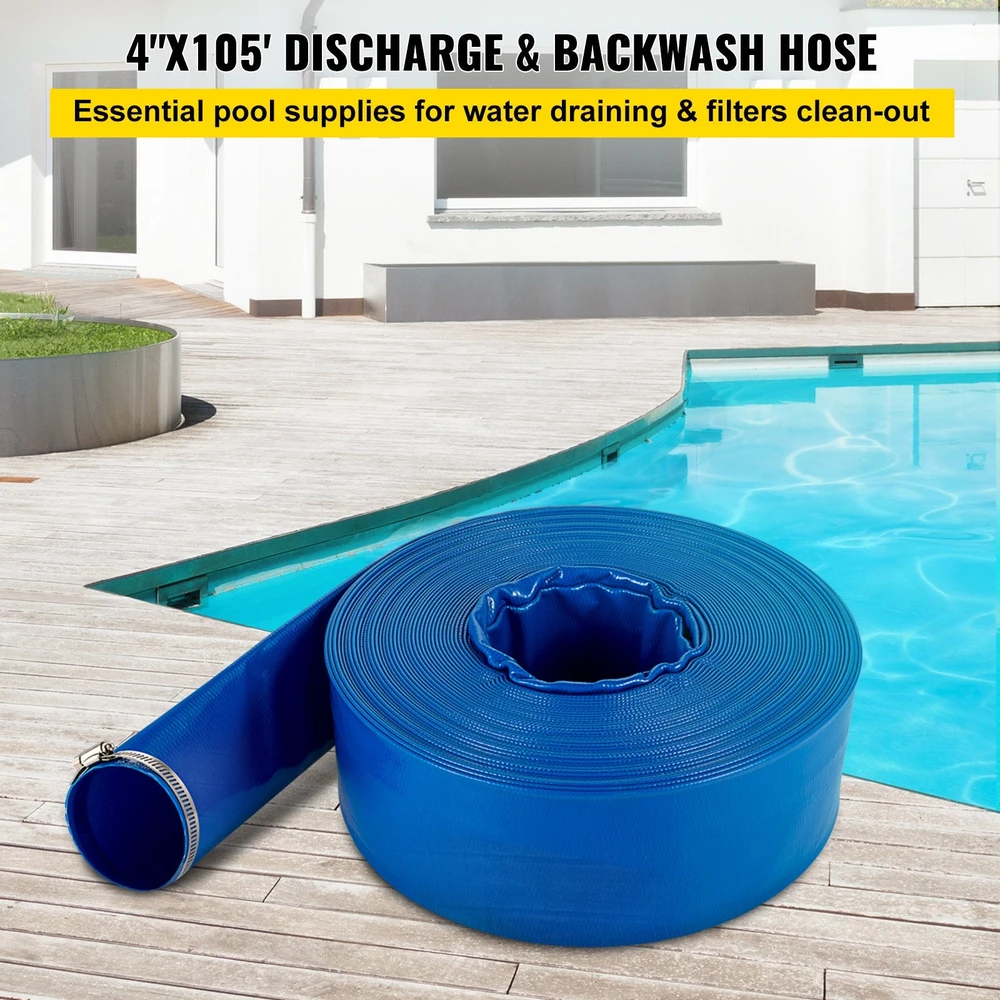 VEVOR Išleidimo žarna PVC, 4" x 32 m, mėlyna