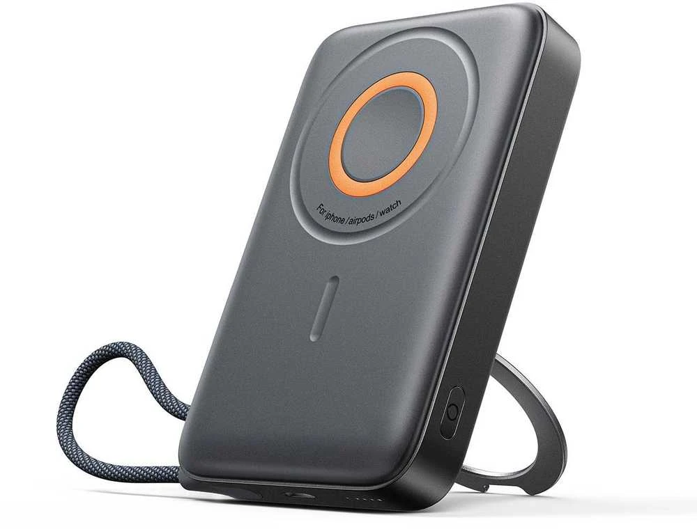 Joyroom JR-PBM02 išorinė baterija 22,5 W 10000 mAh 3in1 magnetinė indukcinė suderinama su „MagSafe“ su įmontuotu laidu – juodos spalvos