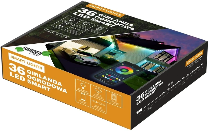 Išmanioji LED girlianda „SMART LIGHTS“ 36 LED, 13 m, multicolor, IP65