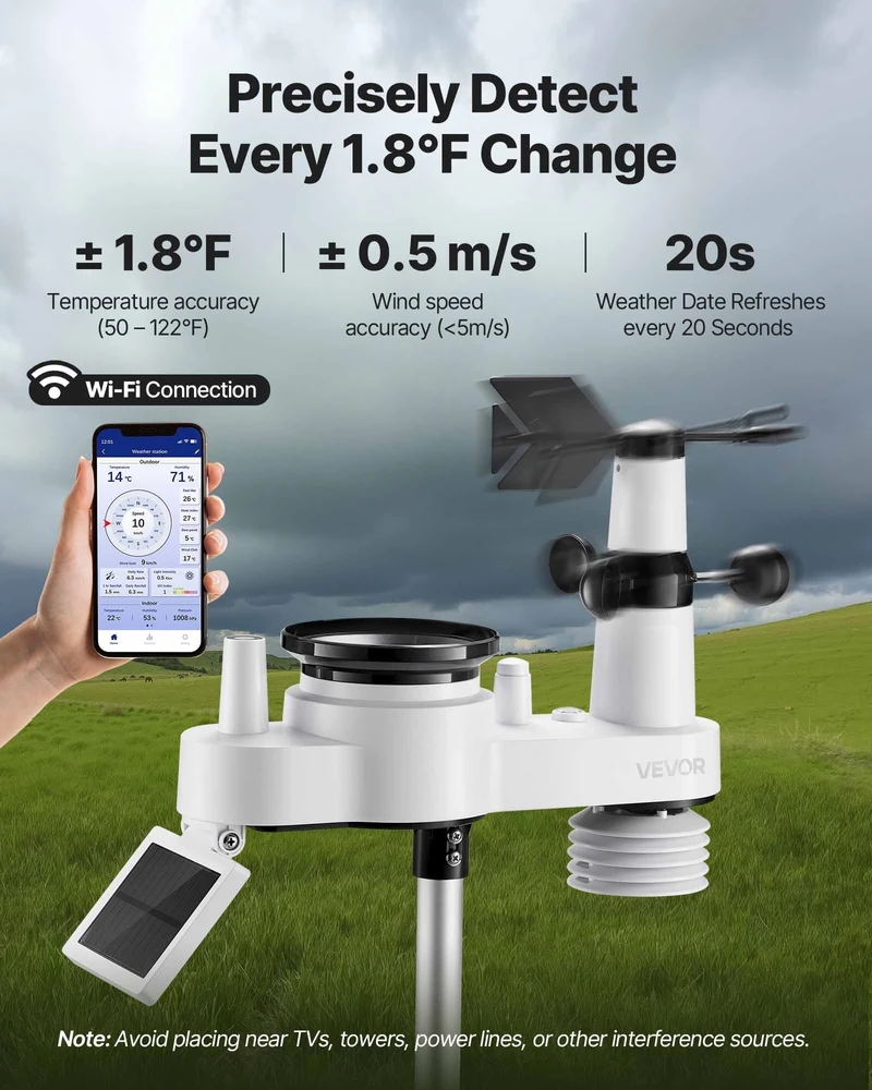 VEVOR 7-in-1 belaidė oro stotis su Wi-Fi