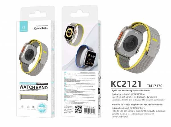 Išmaniojo Laikrodžio Apyrankė Nylon 42/44/45/49mm Pilka/Geltona