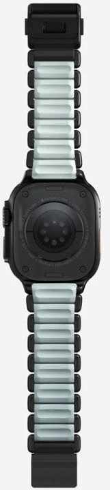 Nomad Stratos dirželis, juodo titano, švytinti ledinė mėlyna, FKM, Apple Watch 45/46/49 mm