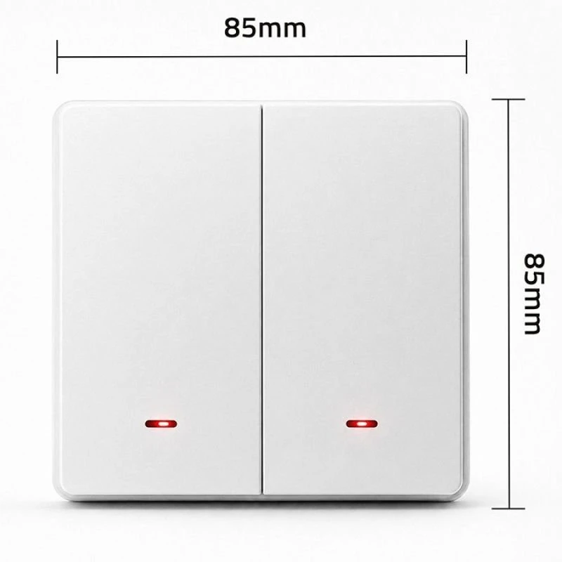Qoltec 52706 išmanusis dviejų kanalų šviesos jungiklis | Wi-Fi | Laikmatis | Tuya | Smart life | Baltas