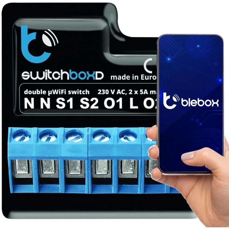 Blebox SwitchBoxD išmanus wifi 2 kanalų relinis jungiklis