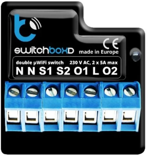 Blebox SwitchBoxD išmanus wifi 2 kanalų relinis jungiklis