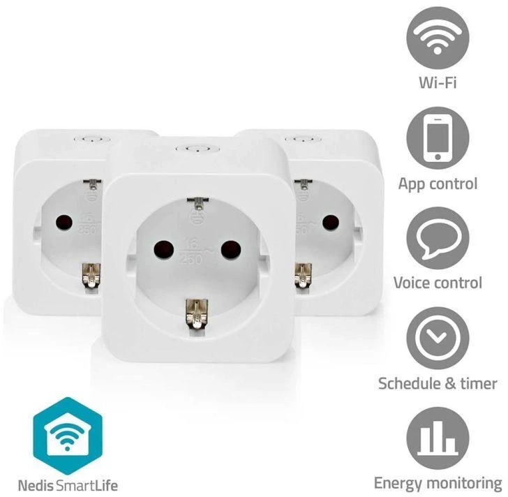 Inteligentne gniazdko Nedis SmartLife WIFIP121FWT3 Wi-Fi (3 sztuki)