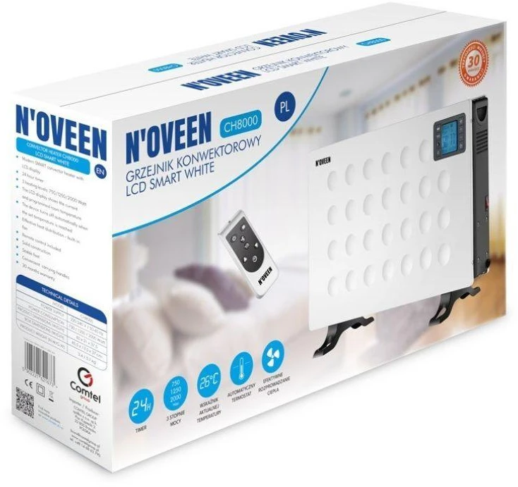 KONVEKTORINIS ŠILDYTUVAS NOVEEN CH8000 LCD SMART Baltas