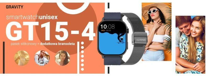 Išmanusis laikrodis UNISEX GRAVITY GT15-4 - ROZMOWY BLUETOOTH, DODATKOWY PASEK (sg029d)