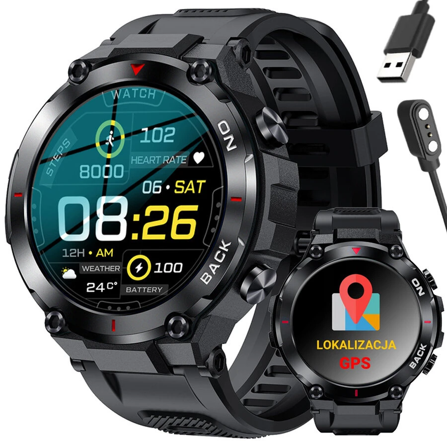 Išmanusis laikrodis Gravity GT8-1, Juodos spalvos