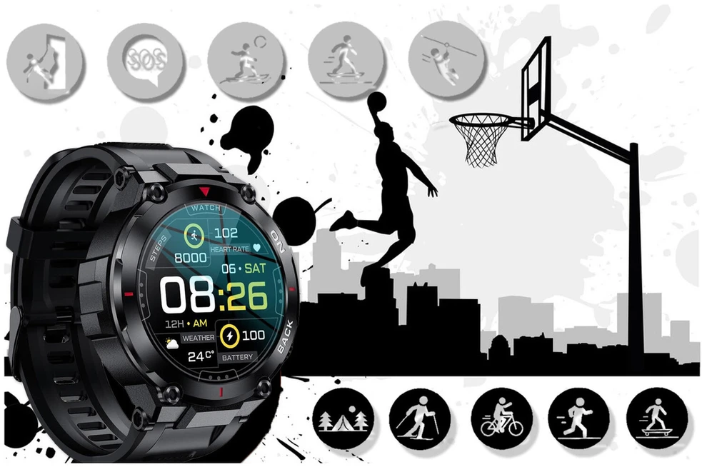 Išmanusis laikrodis Gravity GT8-1, Juodos spalvos