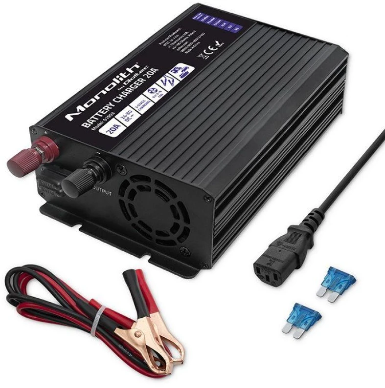 Qoltec Intelligent kroviklis Monolith LiFePO4 AGM GEL SLA akumuliatoriams | 20A | 24V