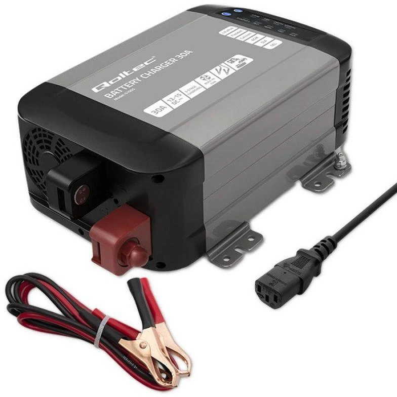 QOLTEC 51955 Smart Monolith įkroviklis LiFePO4 AGM GEL SLA akumuliatoriams / 30A / 12V