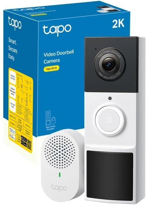 TP-LINK | Video Doorbell Camera | Tapo D210 | 3 MP | 1.18mm/F1.8 | IP65 | H.264 | Micro SD, Max. 512
