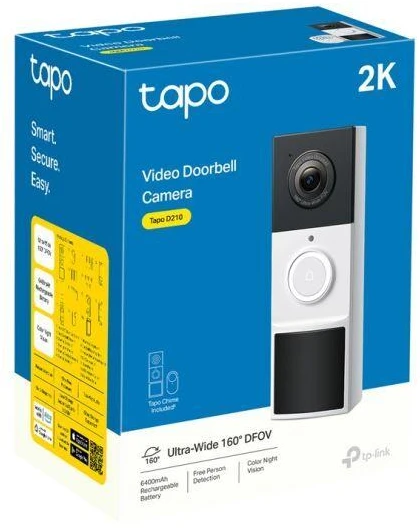 TP-LINK | Video Doorbell Camera | Tapo D210 | 3 MP | 1.18mm/F1.8 | IP65 | H.264 | Micro SD, Max. 512