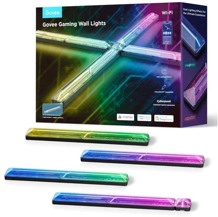 Govee H6063 žaidimų sieninis šviestuvas | Oświetlenie LED | RGBIC, 2,4 GHz Wi-Fi + Bluetooth