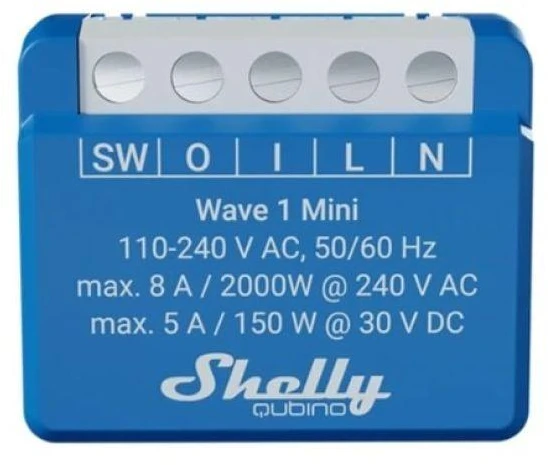 Shelly Qubino Wave 1 Mini LR išmanusis jungiklis Z-Wave Mėlyna