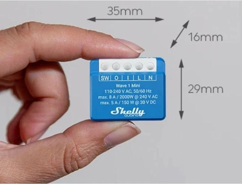 Shelly Qubino Wave 1 Mini LR išmanusis jungiklis Z-Wave Mėlyna