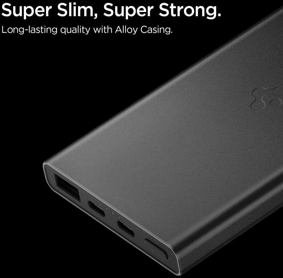 Spigen Essential EA2210 Power Bank 10000 mAh 22.5W – juodos spalvos
